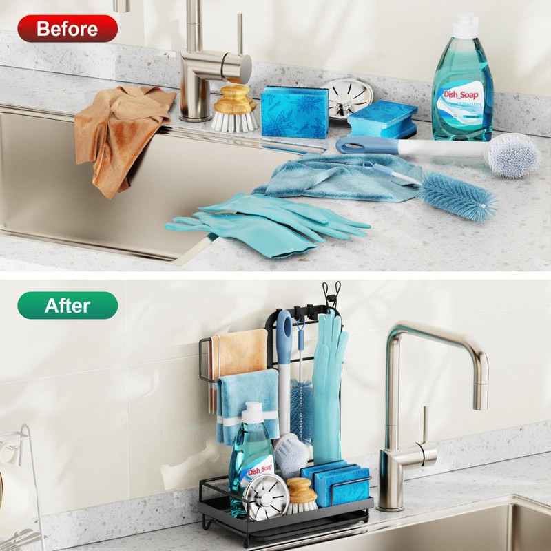 GSlife Sink Caddy Kitchen Sink Organizer - Large Sponge Holder