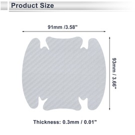 RATCHROLL 4 Pcs Universal Car Door Handle Cup Cover Adhesion Door Protection Door Bowl 3D Sticker Scratch Protector 93x91mm Carbon Fiber Pattern Silver Tone PVC