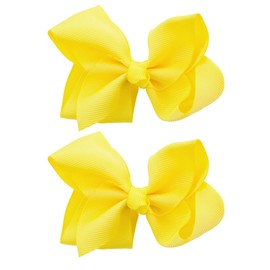 NYFASHION101 Toddlers' Girls' Smooth Grosgrain Ribbon Bow Alligator Clip, Lemon Yellow