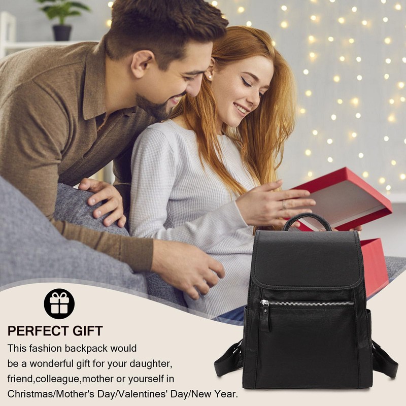 Backpack purse for women, Girls Fashion Flap Faux Leather Backpack
