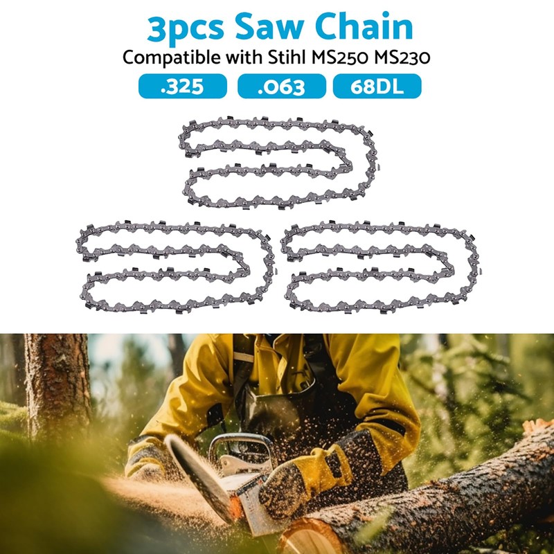 3PCS Chainsaw Chains .325 063 68DL Suitable for Stihl 18"