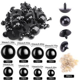 EOAMGO Pack of 160 Safety Eyes for Crochet Animals, Safety Eyes with Washers, Eyes for Crochet Animals, Button Eyes for Crochet Animals, Plastic Safety Eyes for Teddy Bear, Plush DIY Doll
