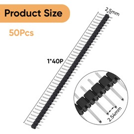 50Pcs 2.54mm Single Row Pin Headers: Single Row 40 Pin Breakaway PCB Board Header Pins Connector Male and Female Header Kit for Arduino - Ideal for Prototype Shield and DIY Electronics
