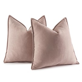 MIULEE Pack of 2 Blush Pink Decorative Pillow Covers 20x20 Inch Soft Chenille Couch Throw Pillows Farmhouse Cushion Covers with Elegant Design for Sofa Bedroom Living Room Spring Decor Valentines Day