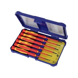 Faithfull VDE Precision Screwdriver Set - 6 Pc: Phillips & Slotted. Rated up to 1,000V, Red / Orange