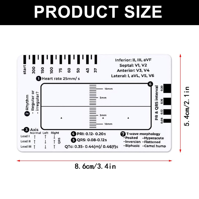 2PCS ECG Ruler 7 Step - Plastic ECG Card -