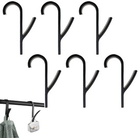 DonLeeving 6 Pieces Bath Hook Holder Plastic Heated Towel Rail Radiator Hooks Tubular Bath Hook Holders Crook Grab (Black)