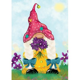 Toland Home Garden 1012700 Gifting Gnome Spring Flag, Double Sided for Outdoor Summer House Yard Decoration