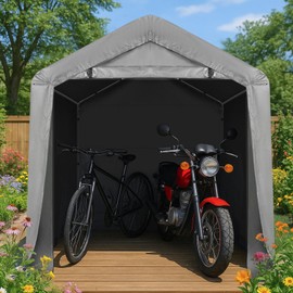 Outdoor Portable Storage Shelter Shed,Heavy Duty Canopy Tent with Rolled Up Doors & Steel Tubes,Portable Garage Party Tent,Car Canopy All-Season Tarp for Car Boat Truck Motorcycle Carport (6X6FT)