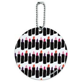 Painterly Lipstick Round Luggage ID Tag Card Suitcase Carry-On