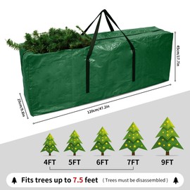 Funshot Christmas Tree Storage Bag - Green Christmas Tree Bag Holiday Large for up to 7.5Ft Tree Storage, Durable Reinforced Carry Handles, Protective Zippered Artificial Waterproof Xmas Tree Bag