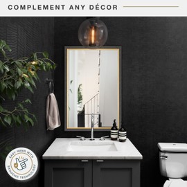 MCS 23x34.25 Mercer Large Wall Mirror, Black Woodgrain with Brushed Gold Edge Timeless Rectangle Mirror, Vertical & Horizontal Wall Hanging Mirror for Bathroom, Bedroom, Entryway & Livingroom