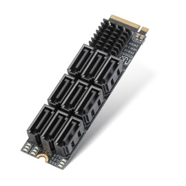M.2 to SATA 3.0 Adapter, M.2 M Key PCIE to 9-Port SATA Expansion Card 6Gbps with Chipset ASM1166 and LED Indicators