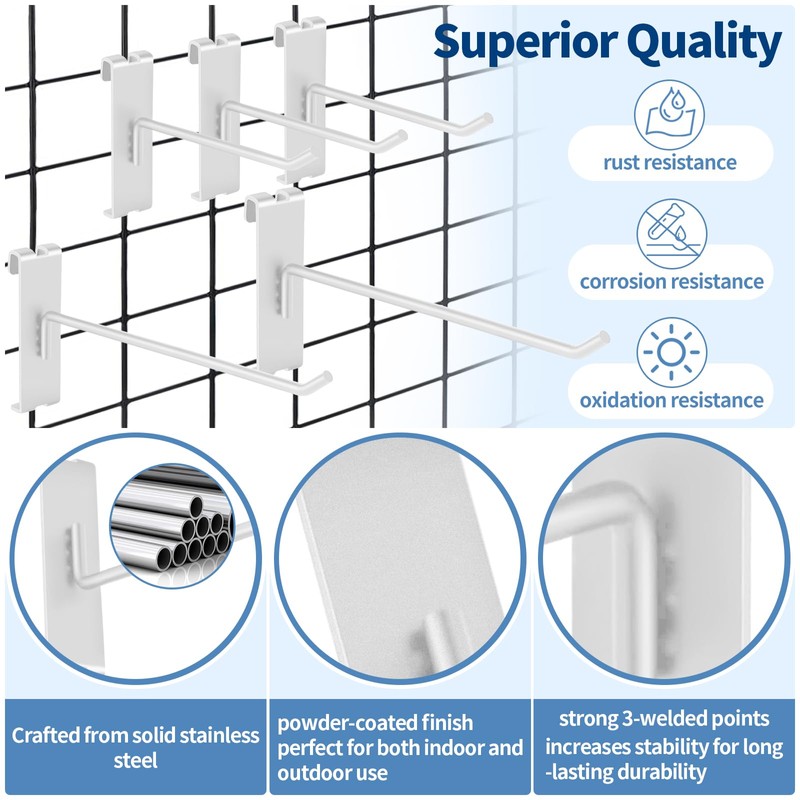 Waltool 20Pcs Gridwall Hooks, Metal Grid Panel Hanging Peg Hooks,