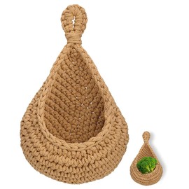 BIUDECO Handwoven Fruit Vegetable Wall Hanging Basket Kitchen Decor Fruit Woven Hammock Flower Pot Hanger Wall Mount Hanging Storage Basket