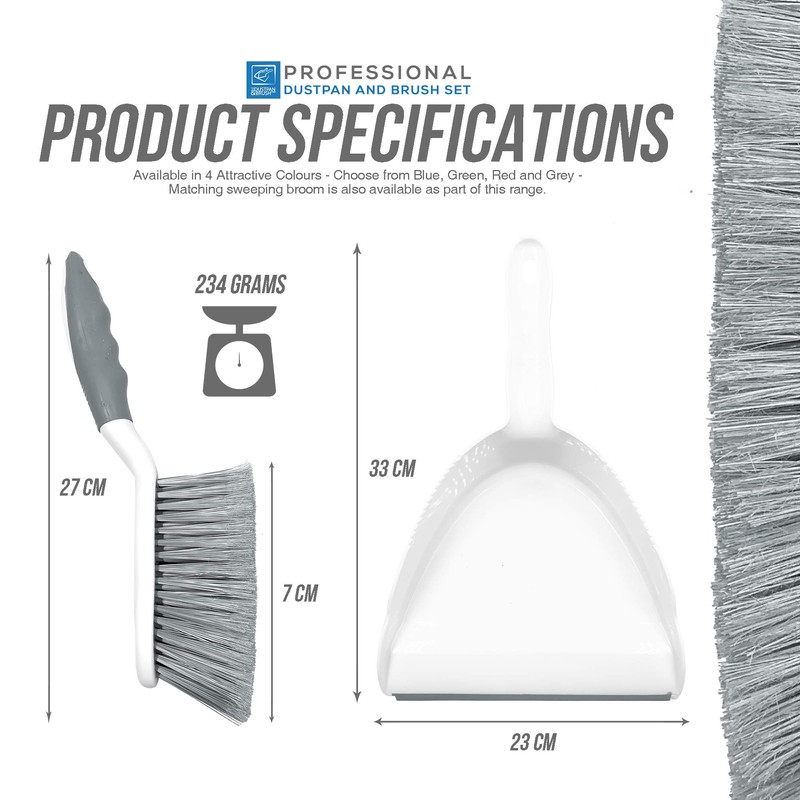 Dustpan and Brush Set , Choose Your Colour (Grey)