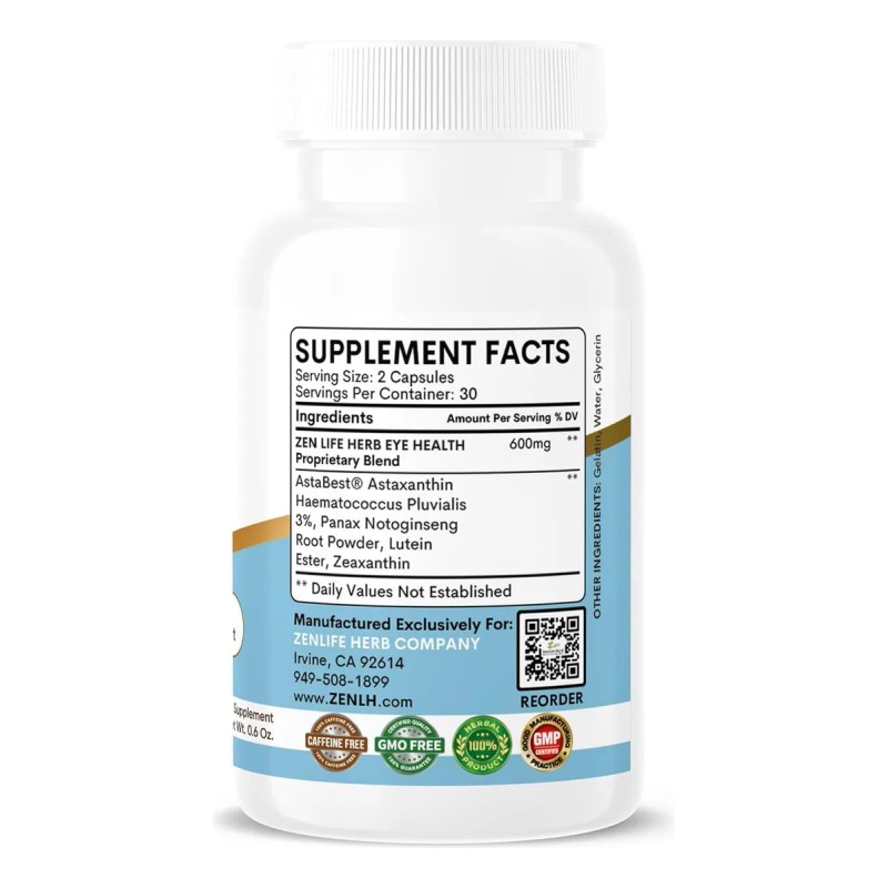 Zen Life Herb Salud Visual Con Panax Notoginseng 60 Cápsulas