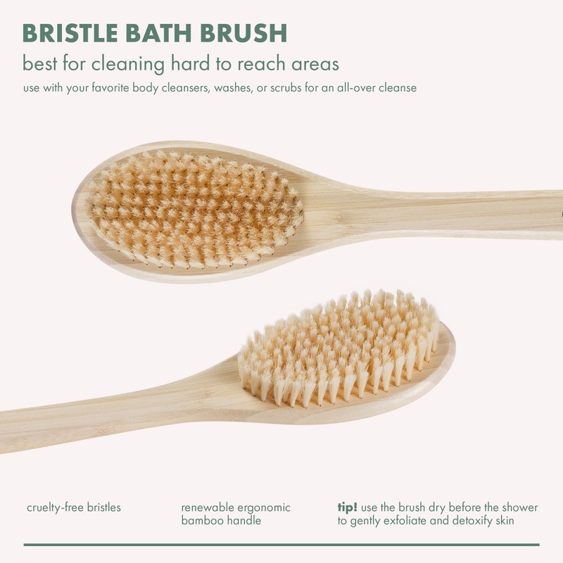 EcoTools Bath Bristle Brush, Bath Brush with Long Handle, Cleanse