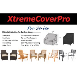 XTREMECOVERPRO UV-Proof Waterproof Furniture Patio Cover 42L x 37W x 37H Breathable dust Proof Sofa Table Chair Storage bar high Chair Color Black sectional armless 42 inches 37 inches 37 inches