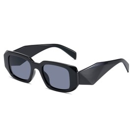 YAMEIZE Fashion Rectangle Frame Sunglasses For Women Men UV400 Protection Glasses Outdoor (Black)