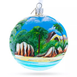 BESTPYSANKY Seychelles on Indian Ocean Glass Ball Christmas Ornament 4 Inches