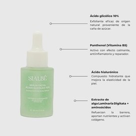 Serum del Mar - Suero Facial cido Gliclico 10 con cido Hialurnico, Vitamina B5 y Extractos Naturales  Exfoliante Antiarrugas, Reduce Manchas y Poros  