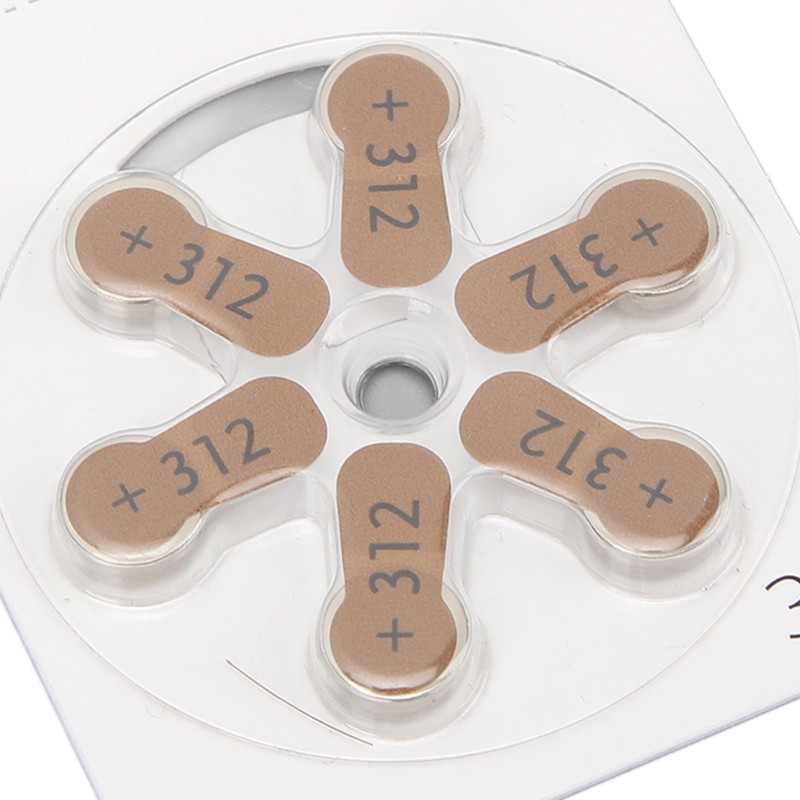 60pcs 312 Sound Aid Button Battery Long Lasting BTE Sound