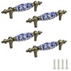 Mcredy 4 Pcs Blue and White Porcelain Ceramic Cabinet Pulls