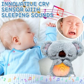 Anxiety Relief Koala, Breathing Koala Anxiety Bear with Calming Music, Lights, Sleeping Otter Plush, Soothing Koala Sleep Buddy for Adults & Kids, Stress Relief Stuffed Animal with Rhythmic Breathing