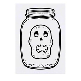 'Spooky Skull In Jar' Temporary Tattoo - Water Resistant, Skin-Safe, Non-Toxic Transfer (TO00078499)