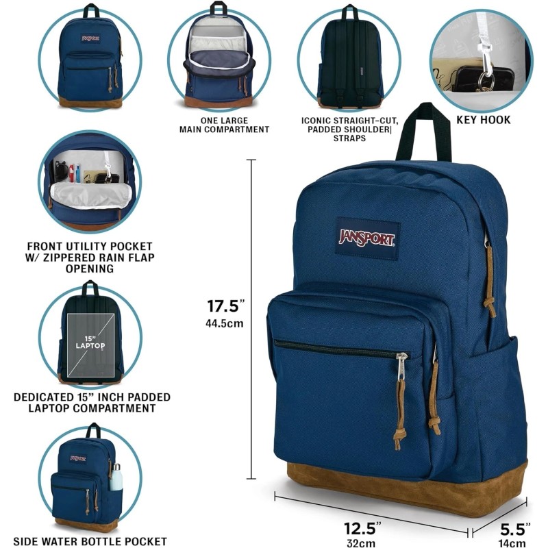 JanSport Right Pack Backpack Durable Daypack Padded 15" Laptop Sleeve