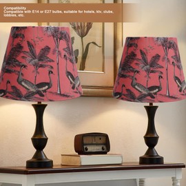 Large Beautiful Lampshade, Modern Simple Velvet Exquisite Flamingos Pattern Conical Table Desk Lamp Shade for E27 E14 Lamp Head (Peacocks)