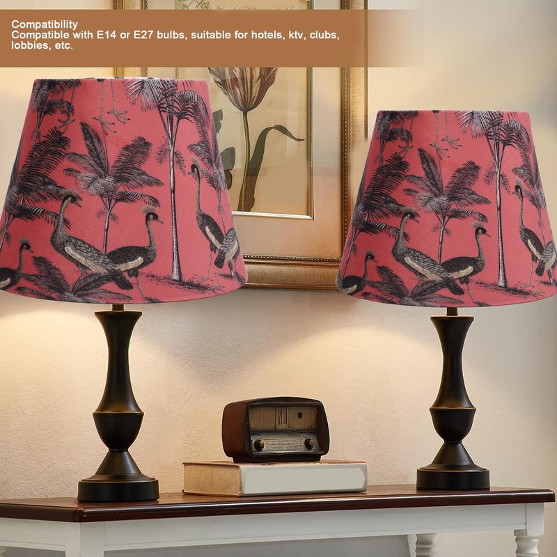 Large Beautiful Lampshade, Modern Simple Velvet Exquisite Flamingos Pattern Conical