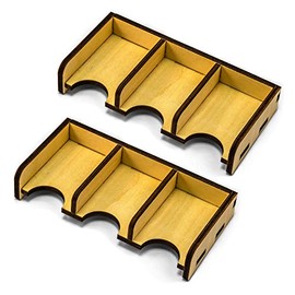 Waldfelsen 2 Wooden Playing Card Holders with 3 Compartments for Cards in Size 44 x 68 mm Suitable for Settlers (Suitable for Commodity Cards and Commercial Goods)