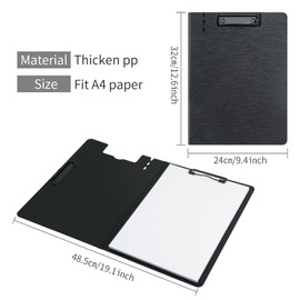 URbantin A4 Clipboard,5 Pack A4 Foldable Clipboards with Two Clips File Document Organiser,A4 Clipboards Clip Board for Business,Office,School or Restaurant(Black)