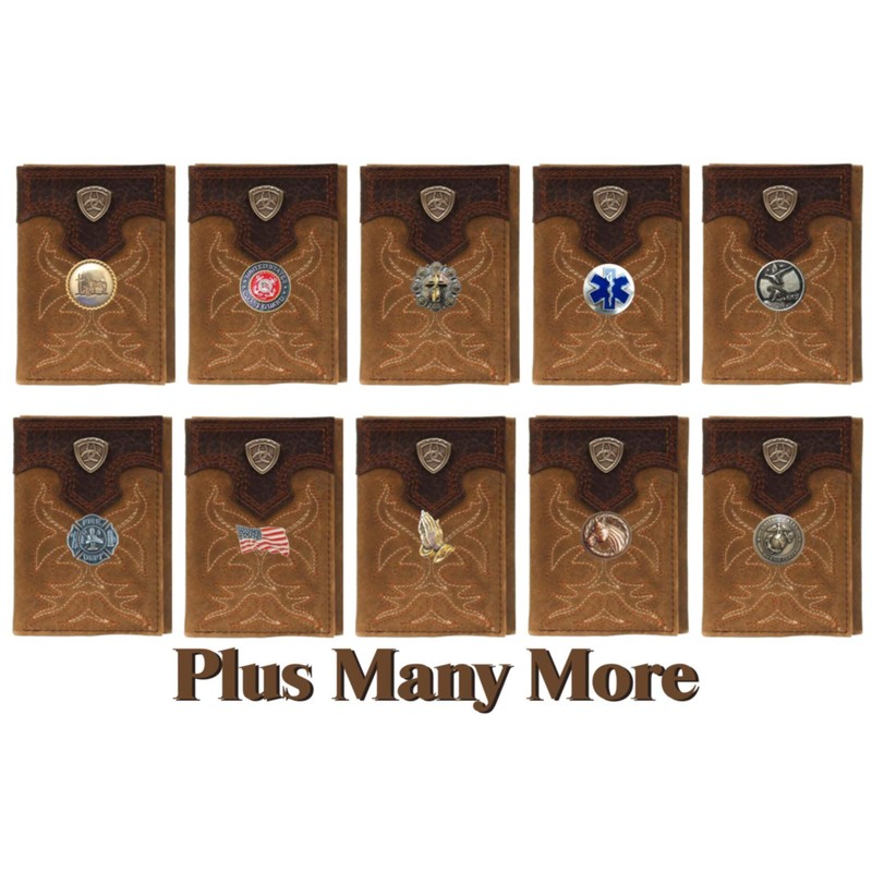 Custom Fallen Bikers Tan Premium Shield Tri-fold Leather Wallet