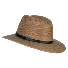 Men's Palm Braid Leather Band Fedora Hat - Dk Palm XL