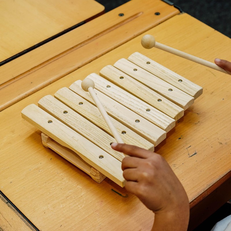 A-Star Wooden Xylophone, Children's Musical Instrument, 8 Notes with Pair