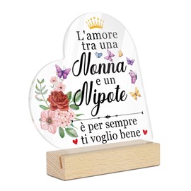 Putuo Decor Acrylic Plaque for Grandma - Saying "Die Liebe zwischen einer Oma und einem Enkel ist für immer" - Loving Gift for Grandma - Butterfly and Flowers Table Decoration
