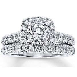 AHTAMOS Bridal Set 2 CT TW Round-Cut Moissanite Engagement Rings for Women Silver Size 6 1