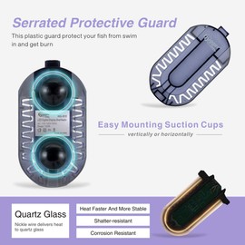 hygger Mini Glass Aquarium Heater Adjustable LED Digital Temperature Display Small Tank Heater for Turtle Betta Fish Bowl with Protective Guard 100W