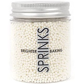 Sprinks Cachous Pearl Beads Sprinkles 85 g, 2 mm Size, Matte White