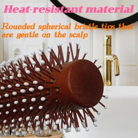 Round Brush， for Blow Drying, Curling, Styling, Heat Resistant Nylon White Spherical Comb Teeth for Men, Women