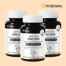 Roniwell MSM 2000 Strong joint health support MSM recognized by the Ministry of Food and Drug Safety as functional 120 tablets, 3 units / MSM 2000 튼튼한 관절 열골 건강 도움 엠에스엠 식약처 기능성 인정 120정, 3개