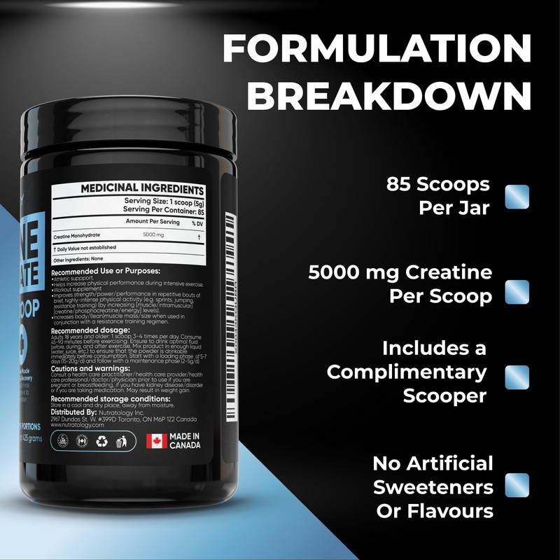 Creatine Monohydrate Powder 425g - For Increased Muscle Growth &