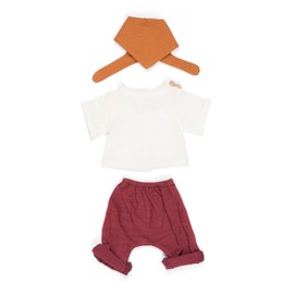 Miniland Dolls 31647 Clothes Set 32 cm Large Model Dune Boy Ochre Bordeaux and White