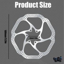 2 PCS 160mm Bicycle Disc Brake Rotors Stainless Steel Bicycles Rotors Six-Pin Rotors with 6 Bolts Suitable for Most Bicycles Mountain Bike Road Bike MTB BMX Bicycle Accessories