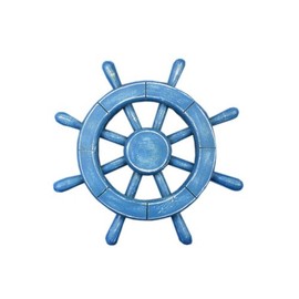Hampton Nautical Rustic All Light Blue Ship Wheel, 12"
