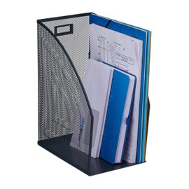 Relaxdays Magazine File DIN A4 Mesh Design H x W x D 32 x 16 x 24.5 cm Office & Home Office Standing File Metal Anthracite