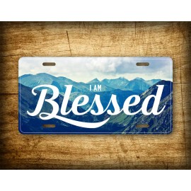 SignsAndTagsOnline Blessed Mountains Scene License Plate "I Am Blessed" Christian Auto Tag